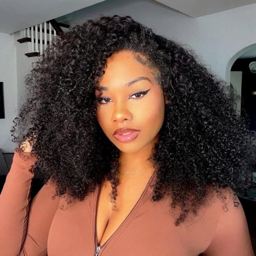 Cross-border European and American wigs made of real human hair, Half Wig 3 in 1 Human Hair afro kinky wigs