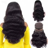 Cross-border European and American real human hair wigs wholesale, full head wigs in natural black with large waves, hot-selling