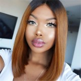 13*4 frontal Straight Bob 1B/30 Brown 200%density wig