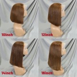 Bone Straight Lace Frontal Wig Short Bob 4# Human Hair