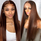 11A 13*4 frontal wig 200% density100% human hair 4# brown