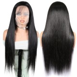Wig made of real human hair with 13X4 lace front, straight hair, women's wig, foreign trade cross-border wholesale women's wigs