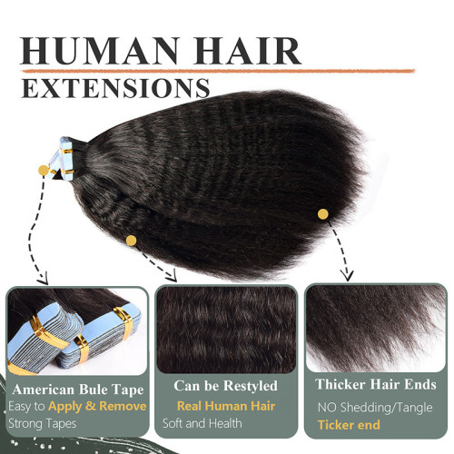 Human tape-in hair extensions, invisible seamless hair extensions, European and American cross-border real human hair extensions