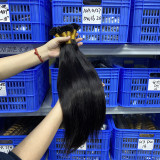 Customized black long straight wig, real human hair seamless extensions, U-Tip hair, natural color nail extension hair bundles