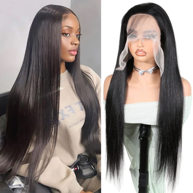 Wig made of real human hair with 13X4 lace front, straight hair, women's wig, foreign trade cross-border wholesale women's wigs