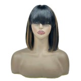 12A SDD 3*1 lace Fringe Straight Bob Indian Virgin Human Hai