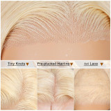 Wig made of real human hair, 4x4 lace cap, golden 613 bob straight wig, 613 real human hair