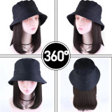 European and American wigs made of real human hair, women's shoulder-length bob real hair fisherman hats, cross-border wholesale