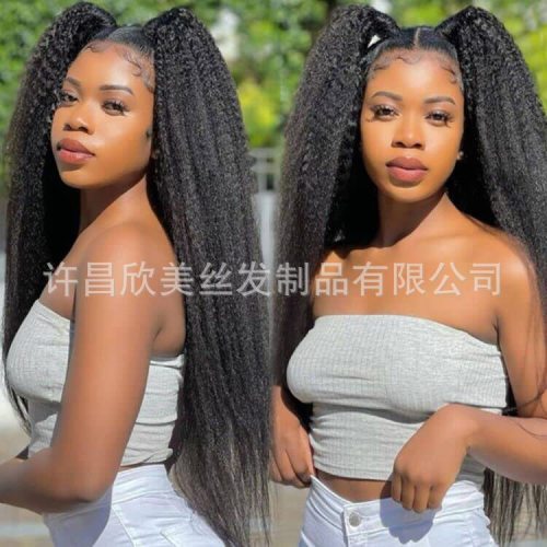 13*4 kinky straight wigs human hair foreign trade African style YAKI