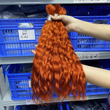 Customized real human hair water wave colored hair bundles, bulk human hair, foreign trade wigs