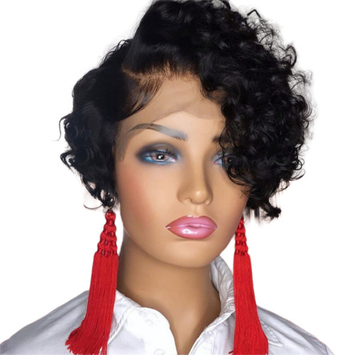 12A Pixie Short Cut Curly Wig 13*4 Frontal Virgin Human Hair