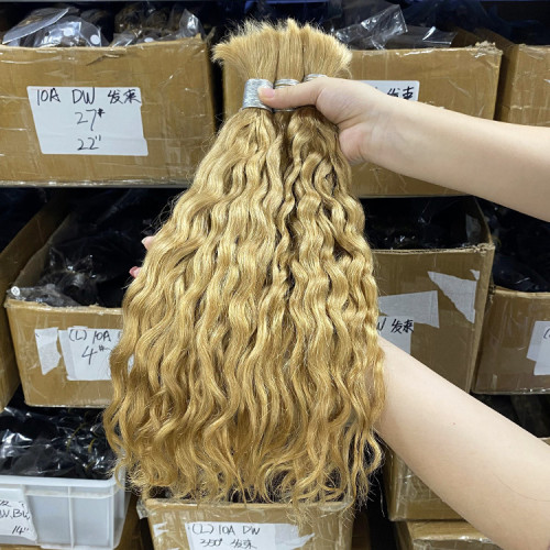 Customized real human hair water wave colored hair bundles, bulk human hair, foreign trade wigs