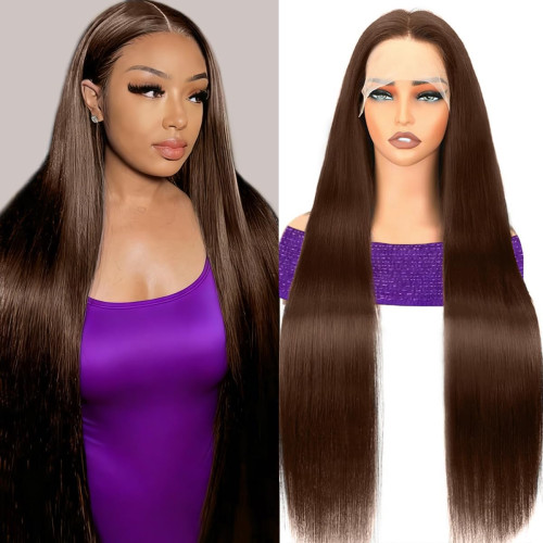 Brown Lace Front Wigs Human Hair New Wig for Women Long Straight Hair Wig