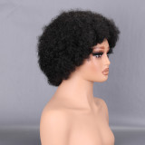 Headgear with afro hairstyle, real human hair wig, black wig, high-quality cross-border African short curly hair