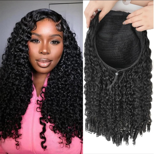 half wig 3N1 Burmese curly machine-made half wig made of real Burmese hair