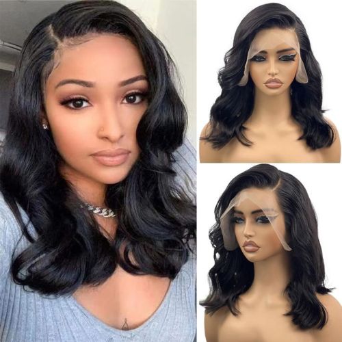 13*4 HD Transparent Front Lace Bob Wig with Big Wavy Curls, European and American Bestseller, Xuchang In-Stock Human Hair Factory