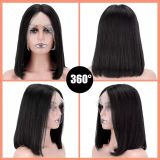 13*4 lace front human hair wig, bob style, popular cross-border human hair wig, bone straight, heat-resistant