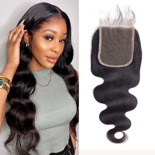 Cross-border European, American, and African wigs, 4*4 transparent lace, real human hair, smooth hair lace block, large wave body wave