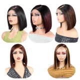 5x5  Lace Closure Double Drawn Wigs Bob Straight Glueless