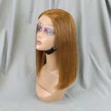 Bone Straight Lace Frontal Wig Short Bob 30# Human Hair Lace