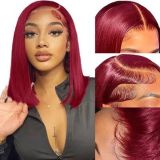 12A Brazilian 99j Red Wig 200% density With 13*4 Frontal Bob