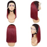 Bone Straight Lace Frontal Wig Short Bob 1B/99J Human Hair