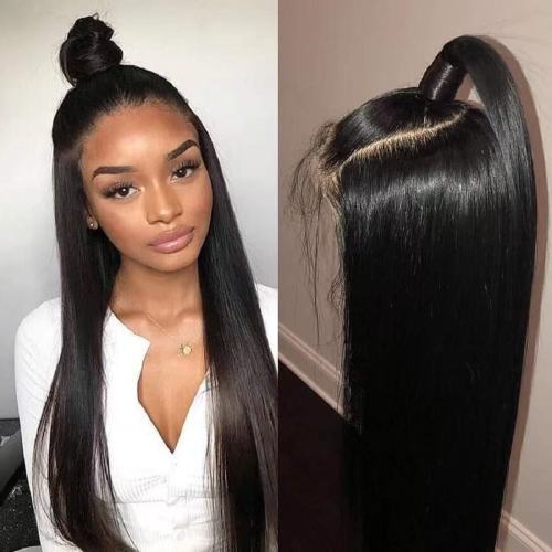 Glueless Wig 4*4lace, no glue, real human hair, straight hair, natural color, 100% human hair