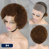 Kinky Curly Short Lace Front Wig Afro Bob Human Hair Natural