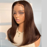 12A Straight Bob Brown 4#  Vietnamese Hair 13*4frontal wig
