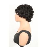 Cross-border European and American wigs made of real human hair, short layered pixie cut wigs