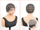 Double-layer full lace hand-crocheted wig cap with human hair and baby hair