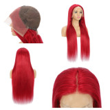 13*4 front lace bright red human hair wig