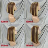 Bone Straight Lace Frontal Wig Short Bob 4/27 Human Hair