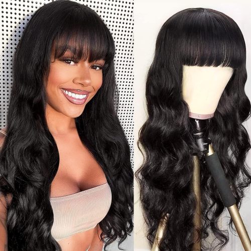 European and American wigs made of real human hair for women, machine-made bangs, wavy body wave hairpieces, foreign trade cross-border wholesale