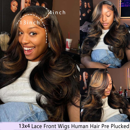European and American wigs made of real human hair 13x4 Highlight Lace Front Wig Human Hair cross-border