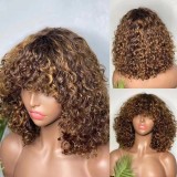 12AVietnamese hair HighlightWater curlyPiano fringebangs wig
