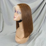 Bone Straight Lace Frontal Wig Short Bob 4# Human Hair