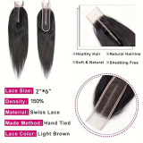 KIMK2*6 lace closure Brazilian human hair closure middle parting hair block real human hair