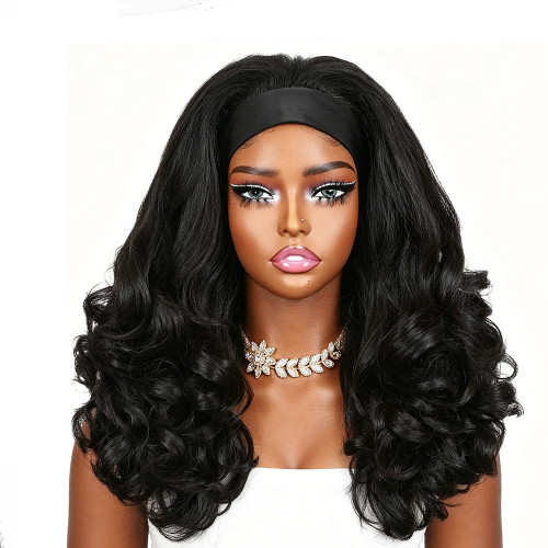 Cross-border bestseller black ice silk synthetic fiber wig with long curly hair, naturally voluminous YAKI small curly wig