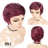 100% Human Hair Short Cut Curly Wig Afro Bob Full Human Hair