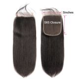 5by5 transparent lace huamn hair  frontal closure big lace