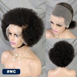 Kinky Curly Short Lace Front Wig Afro Bob Human Hair Natural