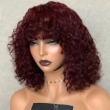 12AVietnamese hair HighlightWater curlyPiano fringebangs wig