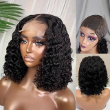 12A 4*4 closure Glueless Deep Curly Bob 200% density Indian