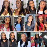 Wig made of real human hair with ice silk headband, straight hair, machine-made, foreign trade cross-border wholesale, full head wig for women