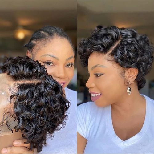 Brazilian 13*4frontal pixie curly Human Hair  Water Wave wig
