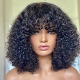 Brazilian Human Hair 300% density 10inch Fringe Curly Bob