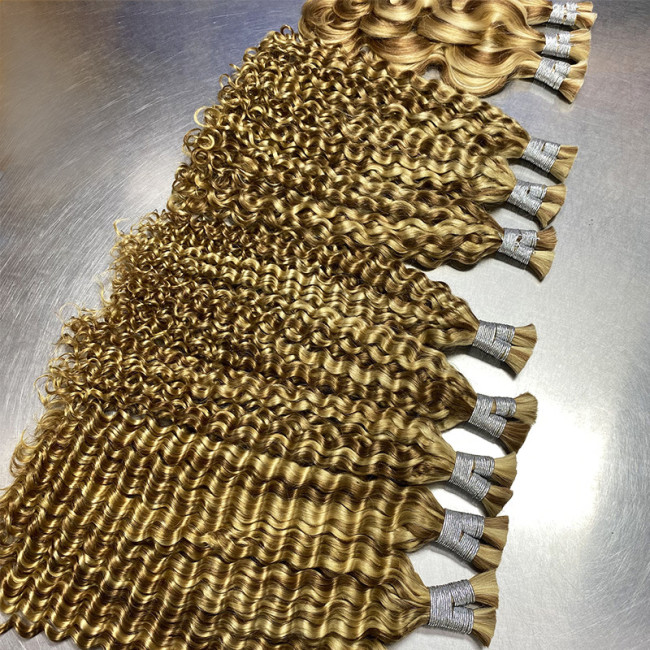 European and American cross-border real human hair wigs for women P27/30/613 bulk human hair full real hair wigs