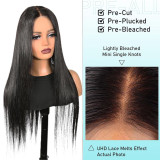 European and American wigs made of real human hair for women, 2X4 Straight lace front wigs, cross-border