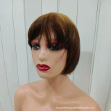 100% human hair Fringe Golden Straight Bob